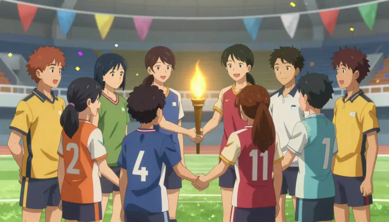 Visual representation of "olympism" - A philosophy of life that emphasizes the importance of sport in the culture, promoting values of respect, friendship, and fair play.