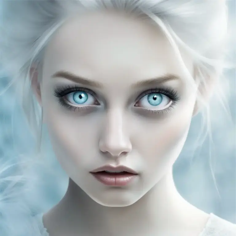 Visual representation of "icy" - Having the color of ice, very light blue or white.