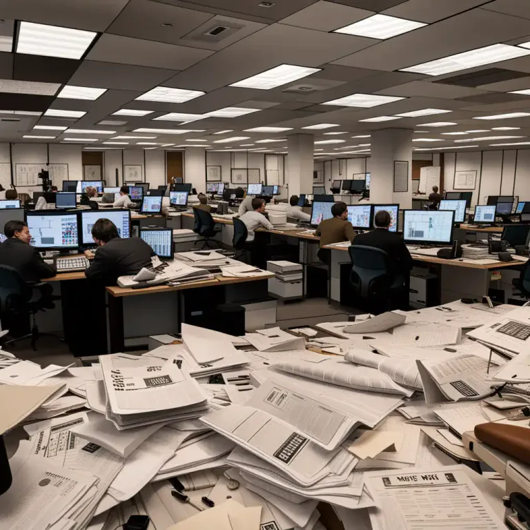 Visual representation of "newspaper" - The office or location where a newspaper is produced.