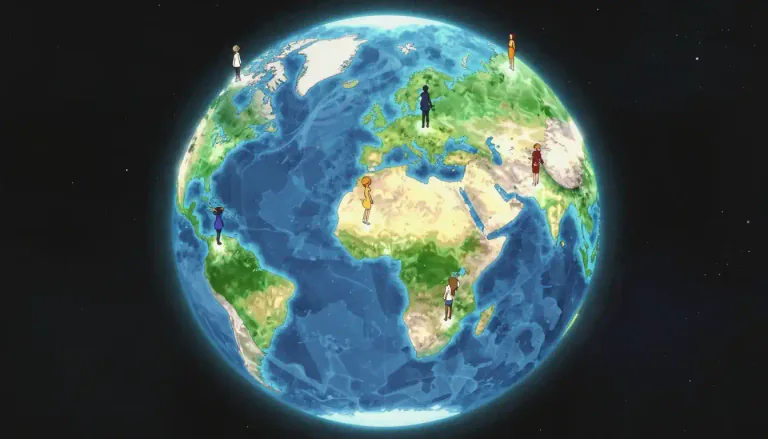 Visual representation of "worldwide" - It covers or applies to the whole world.