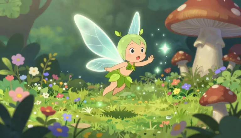 Visual representation of "faerie" - A tiny creature from folklore, often depicted as having magical powers and associated with nature.
