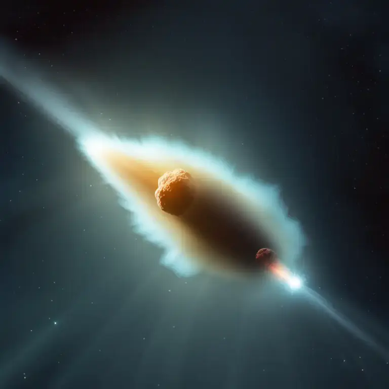 Visual representation of "coma" - A misty appearance surrounding the nucleus of a comet