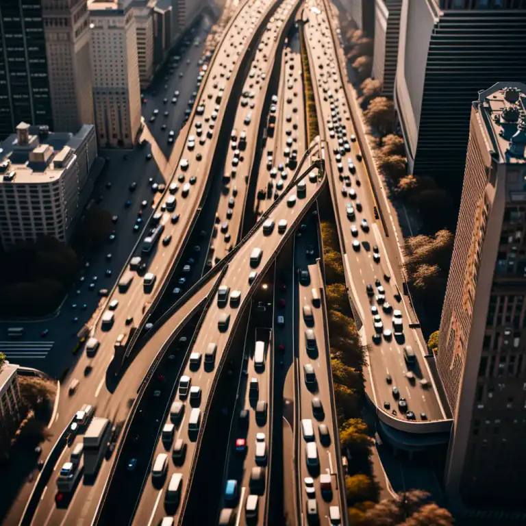 Visual representation of "artery" - A major route or highway, especially one with heavy traffic.