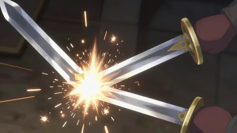 Visual representation of "clash" - When two things hit together with a loud noise