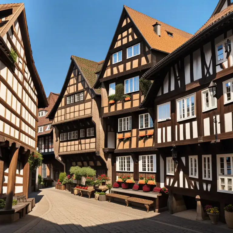 Visual representation of "timbered" - Having the structure or appearance of timber or wooden beams