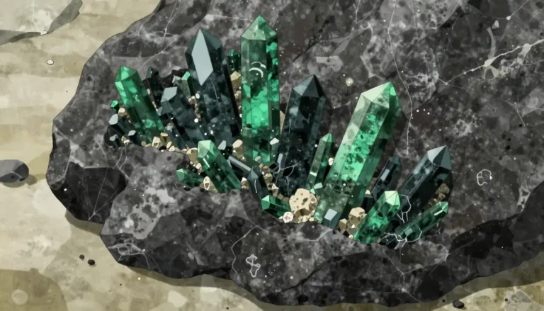 Visual representation of "pyroxene" - Pyroxene refers to a group of silicate minerals that are commonly found in igneous and metamorphic rocks.
