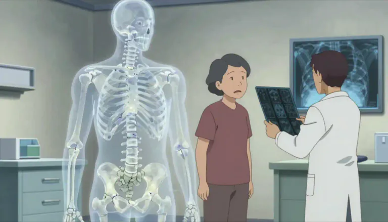 Visual representation of "osteopenia" - A condition characterized by lower than normal bone density, which can increase the risk of fractures.