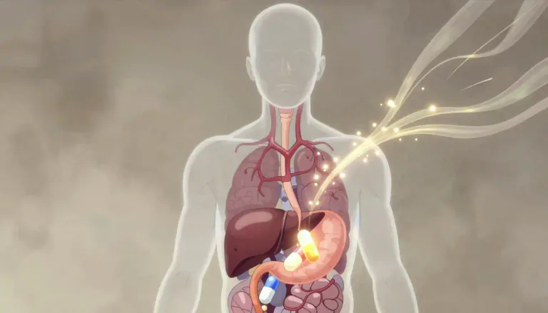 Visual representation of "pharmacokinetic" - Relating to the study of the movement of drugs within the body, including processes like absorption and metabolism.