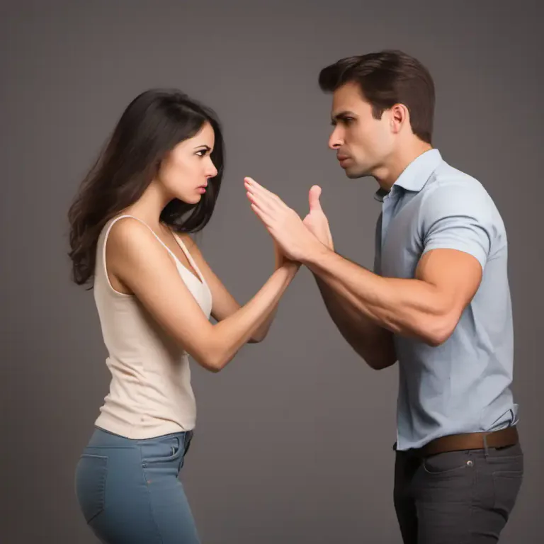 Visual representation of "fend off" - To reject someone's romantic or sexual advances