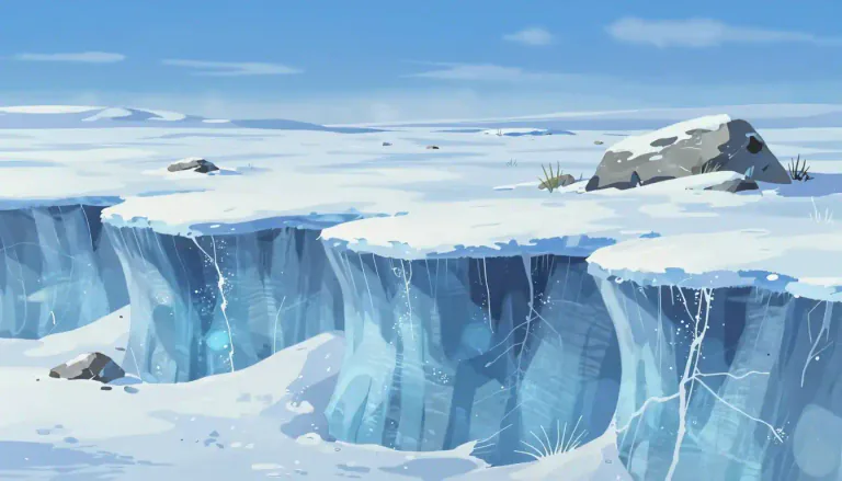 Visual representation of "permafrost" - Permafrost refers to ground that remains completely frozen for at least two consecutive years, typically found in polar regions.