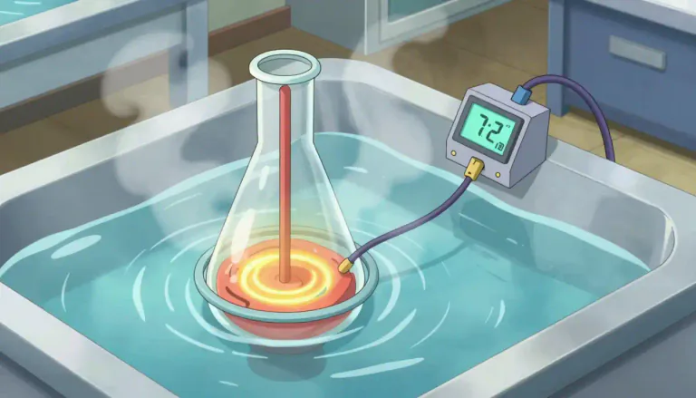 Visual representation of "calorimetry" - The measurement of heat transfer in physical and chemical processes.
