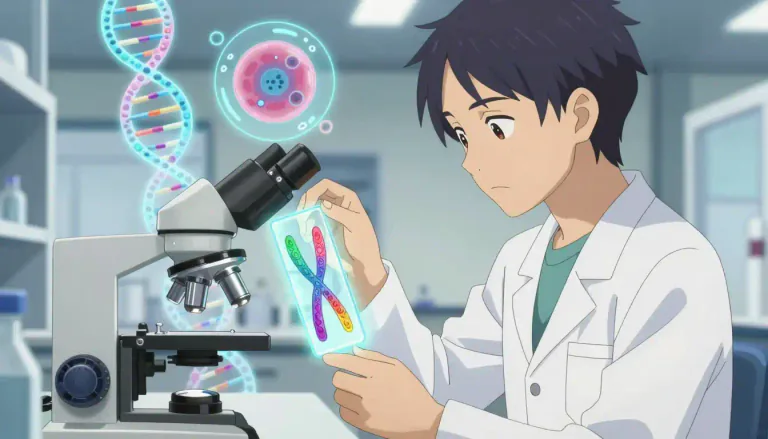 Visual representation of "cytogenetic" - Relating to the study of chromosomes and their role in the genetic makeup of organisms.