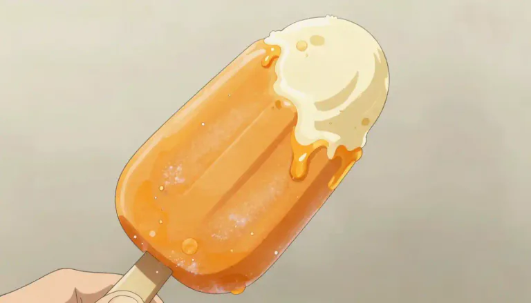 Visual representation of "creamsicle" - A frozen dessert made of cream or ice cream surrounded by a flavored ice, typically orange.