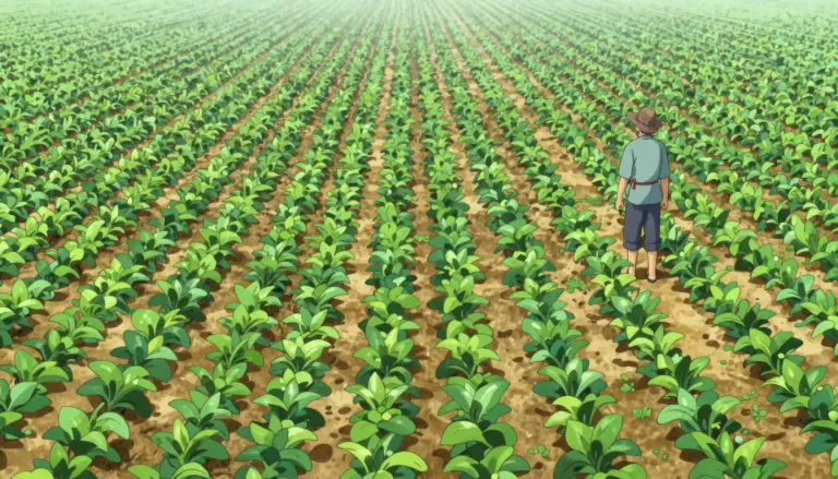 Visual representation of "monoculture" - The practice of growing or producing a single type of crop, plant, or product in a field or system.