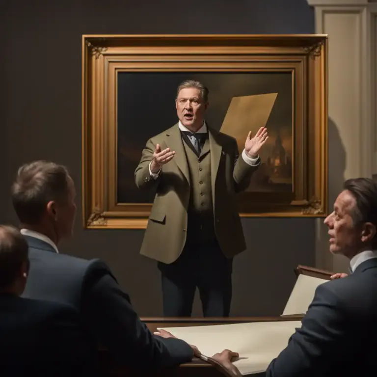 Visual representation of "what am I bid?" - It is said by the auctioneer in an auction to ask for the starting price or the next price increase.