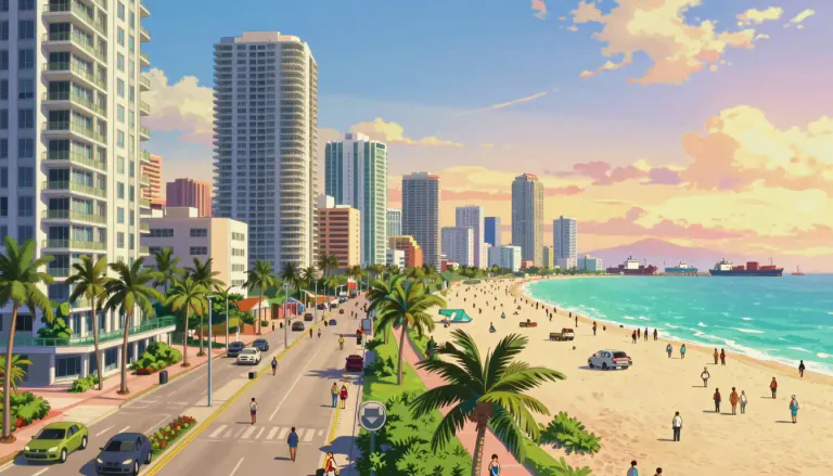Visual representation of "miami" - Miami is a major city located in the southeastern part of Florida, known for its tourism, international trade, and cultural diversity.