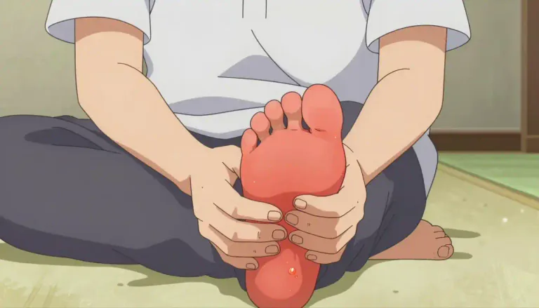 Visual representation of "gout" - A kind of disease that causes swelling and pain, mostly in toe joints because of too much uric acid.