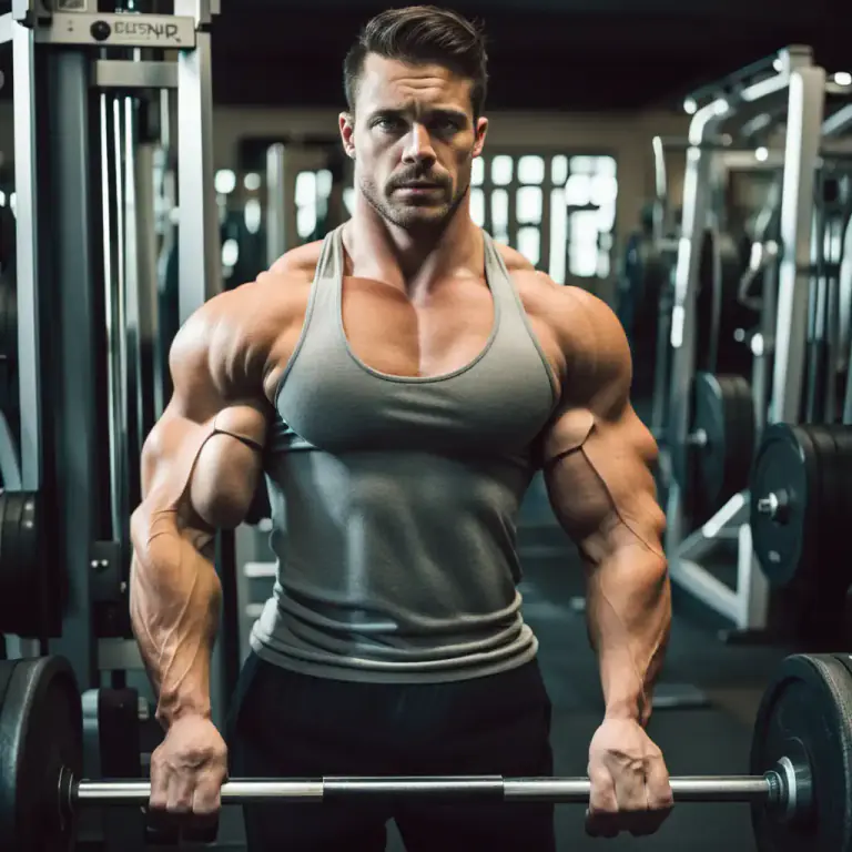 Visual representation of "buff up" - To exercise in order to increase muscular size and strength