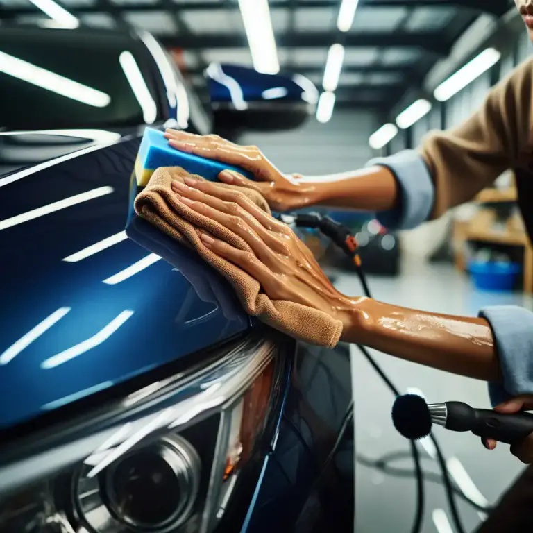 Visual representation of "valet" - To clean and repair a car thoroughly.