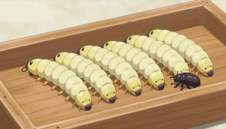 Visual representation of "mealworm" - A mealworm is the larval form of the darkling beetle and is often used as food for pets or in human diets for its high protein content.