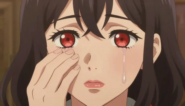 Visual representation of "lacrimation" - The act of producing tears from the tear glands, typically as a reaction to emotions or irritation.