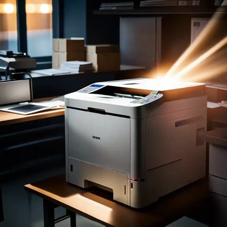 Visual representation of "laser" - An intense beam of coherent monochromatic light used in various applications such as surgery, printing, telecommunications, data processing, and playing CDs or DVDs.