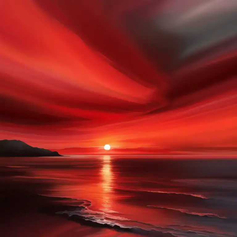 Visual representation of "sanguine" - A blood-red color