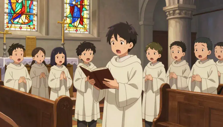Visual representation of "chorister" - A person who sings in a choir, specifically a church choir.
