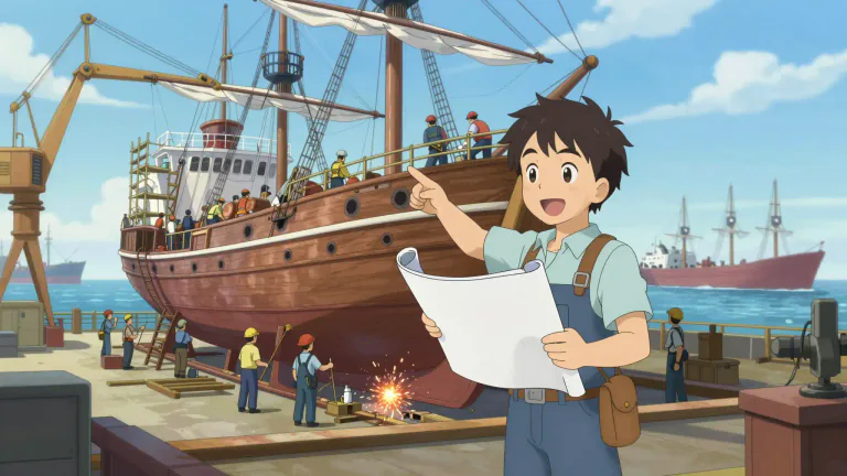 Visual representation of "shipbuilder" - A person or company that builds ships.