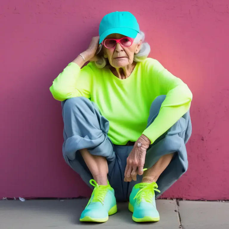 Visual representation of "mutton dressed as lamb" - An older person who is trying to look younger or more fashionable than they naturally are