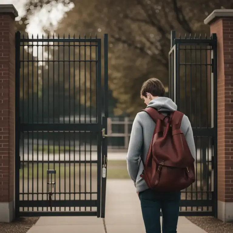 Visual representation of "gate" - To confine (a student) to their college or university grounds as a punishment