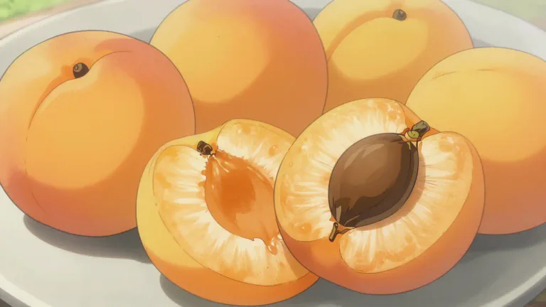 Visual representation of "apricot" - A soft round fruit with orange to yellow color, sweet taste and slight tanginess.