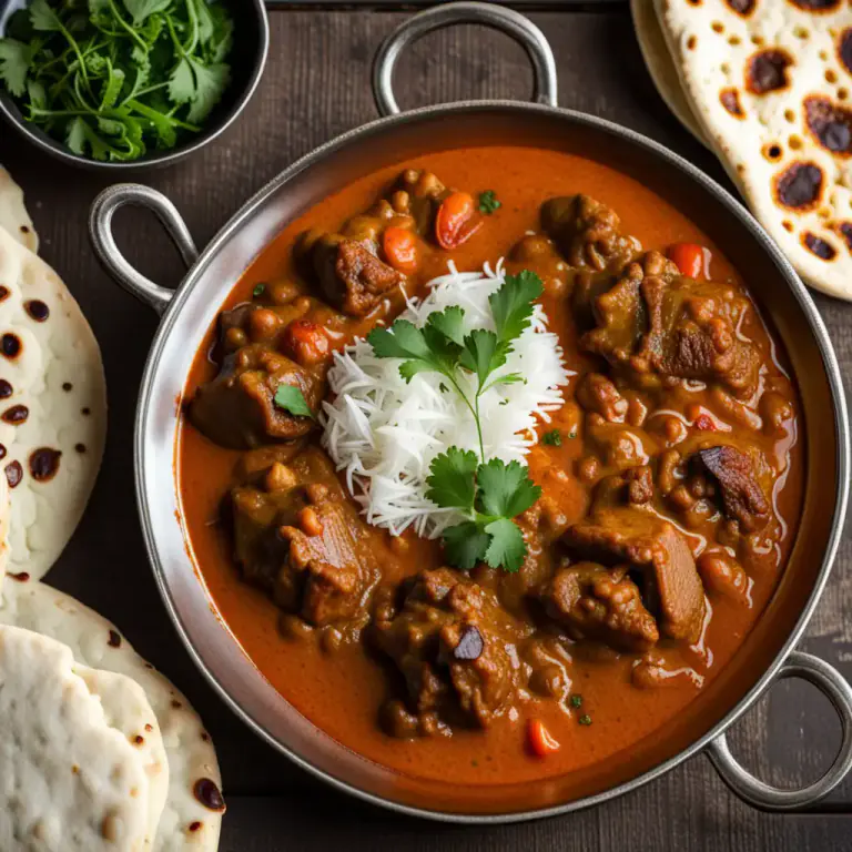 Visual representation of "madras" - A spicy curry or dish of Indian origin