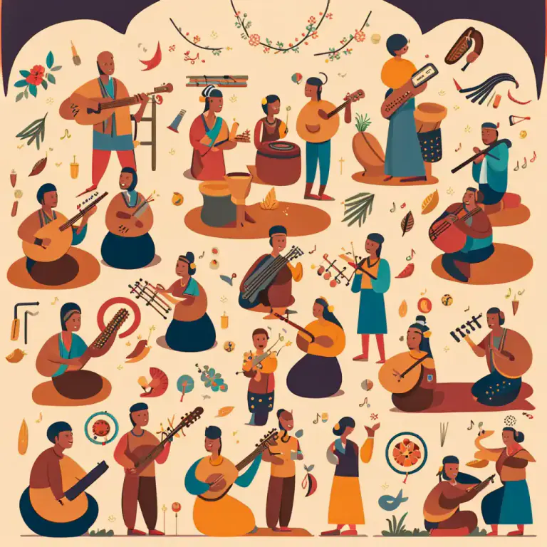 Visual representation of "folk" - Of or relating to traditional art or culture of a community or nation