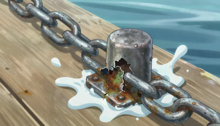 Visual representation of "corrosive" - Something capable of destroying or eating away by chemical action