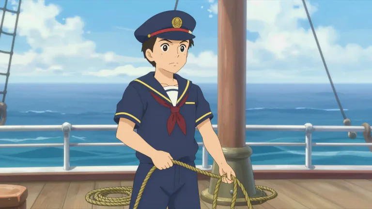 Visual representation of "sailor" - A person who works on a boat or a ship as part of the crew