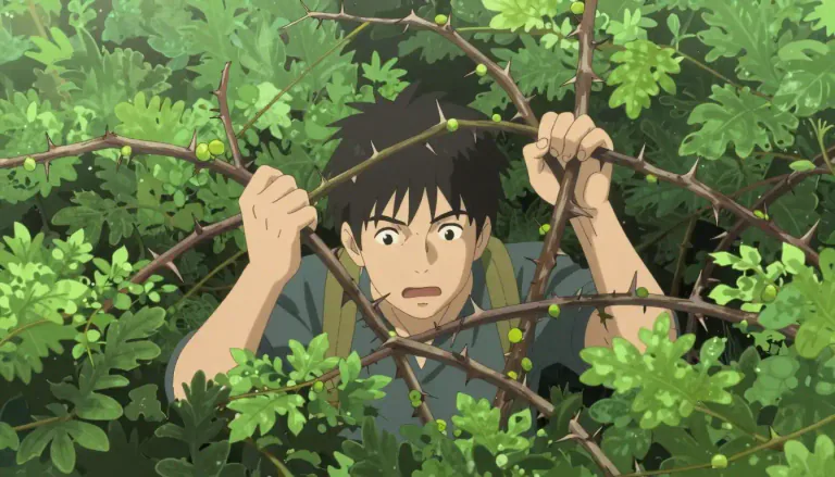 Visual representation of "bushwhacking" - To move through thick bushes by manually pushing them aside