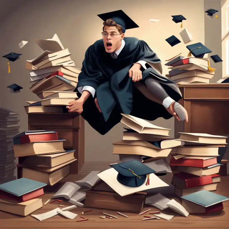 Visual representation of "pride comes/goes before a fall" - When someone is too confident or proud, they may make mistakes that cause them to fail or lead them to troubles.