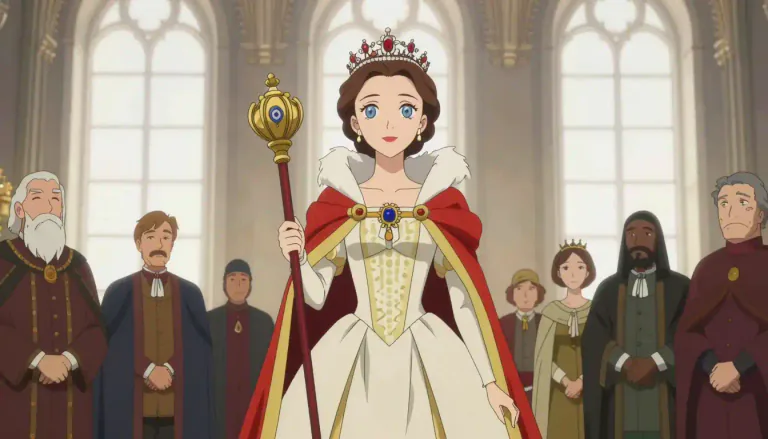 Visual representation of "duchess" - The wife or widow of a duke, or a woman holding a rank equivalent to a duke in her own right.