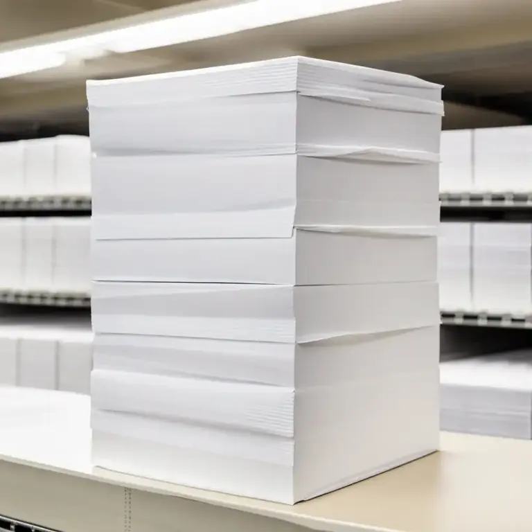Visual representation of "ream" - A measure of paper, equal to 500 sheets.