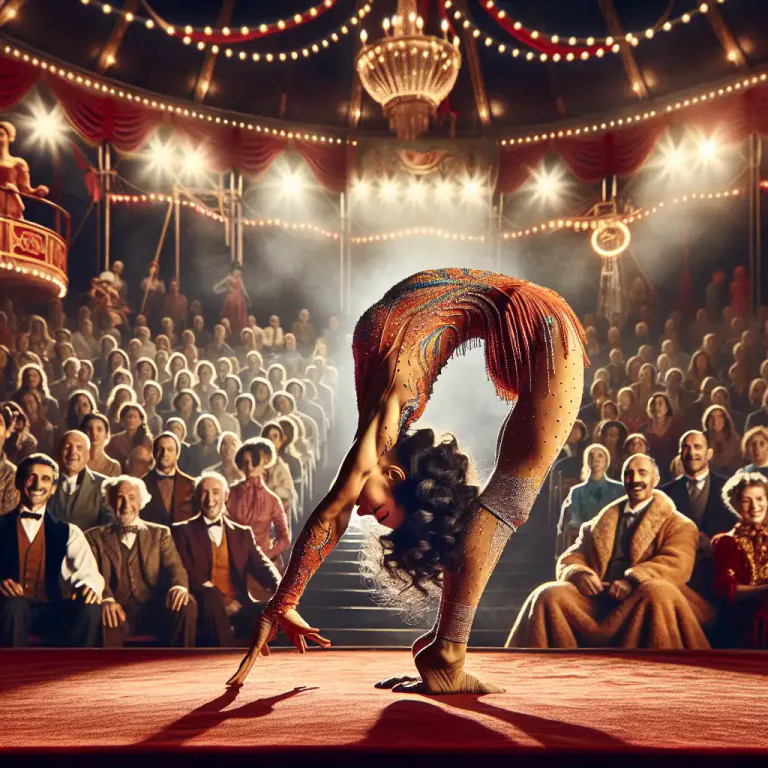 Visual representation of "contortion" - The skill of bending the body into strange and unnatural positions.