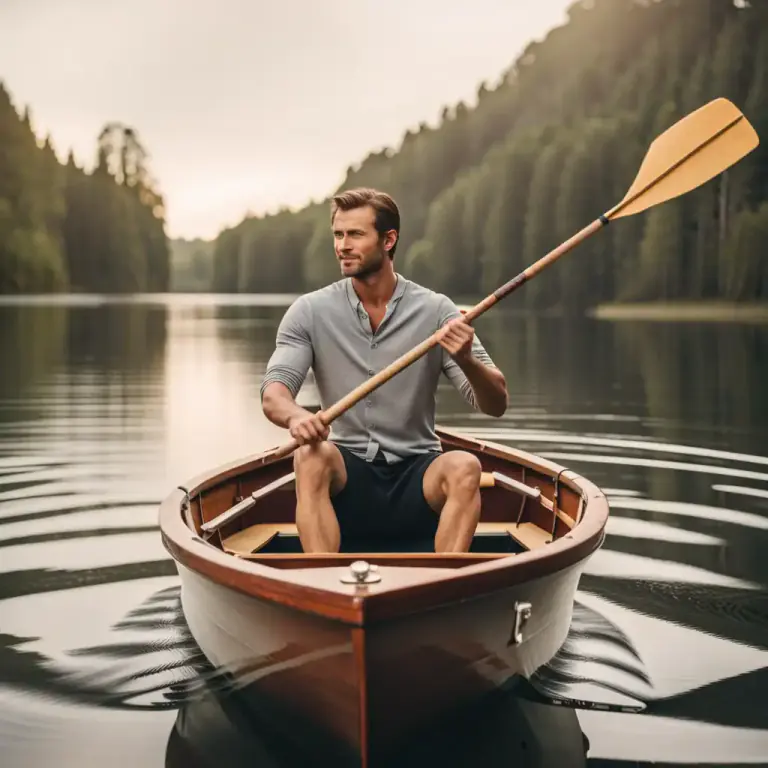Visual representation of "scull" - To move a boat by using an oar on the stern.