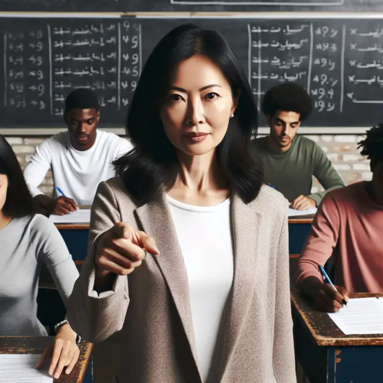 Visual representation of "examine" - To test or check the knowledge or ability of someone