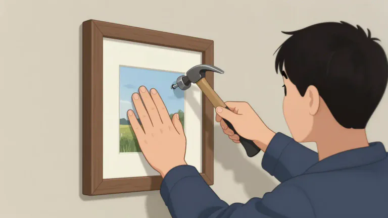 Visual representation of "nail" - Attach or fasten with a nail or nails.