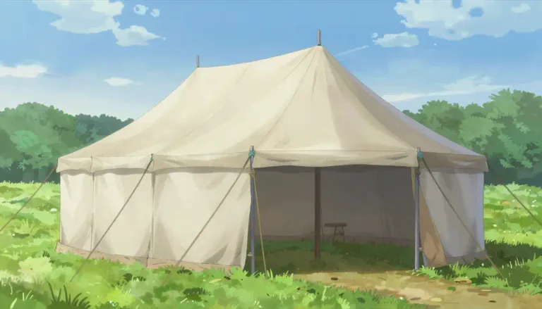 Visual representation of "marquee" - A tent-like shelter used for events, often made of fabric and erected outdoors.