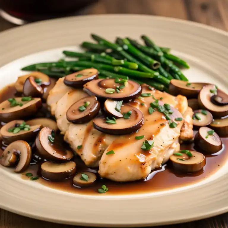 Visual representation of "marsala" - A dish cooked especially with chicken or veal and mushrooms flavored with Marsala wine.