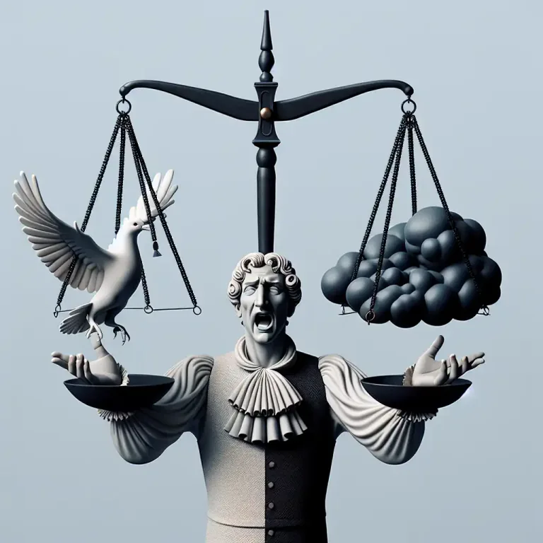 Visual representation of "antithetical" - Referring to rhetorical contrast of opposing ideas in balanced structures.
