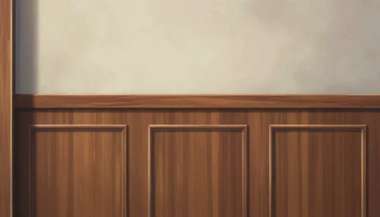 Visual representation of "wainscot" - A type of wooden panel that covers the lower part of a wall.