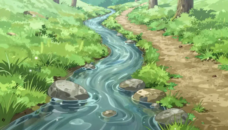 Visual representation of "rivulet" - A small stream of water or another liquid