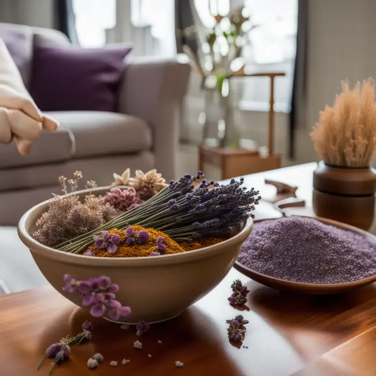 Visual representation of "potpourri" - A mixture of dried flowers and spices, used to give a pleasant smell